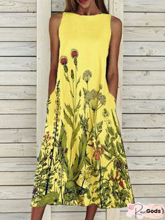 SPU:LE19DR3C4518Edition type:LoosenMaterial:PolyesterNeckline:Crew Neck,High NeckOccasion:DailyPattern:Floral,PrintedSleeve:SleevelessStyle:Casual,VacationTheme:SummerColor:YellowSize:S,M,L,XL,XXL,3XLFabric:Polyester100%Size Chart SizeShoulder Length Waist Bust cminchcminchcminchcminchS32.712.913151.69135.89336.6M3413.4132529637.89838.6L35.313.913352.410139.810340.6XL36.614.413452.810641.710842.5XXL37.914.913553.111143.711344.53XL39.215.413653.511645.711846.5 Banquet Dresses, Line Dresses, Elegant Party Dresses, Printed Dresses, A Line Dresses, Empire Waist Dress, Sleeveless Dress Summer, Loose Dress, Midi Dress Sleeveless