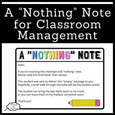 a note for classroom management with the words'nothing note '