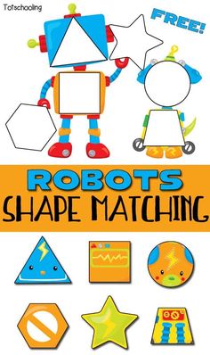 FREE Robot Shape Matching Puzzles - Homeschool Giveaways Robot Crafts For Toddlers, Robots Preschool, Toddler Printables, Toddler Math, Shape Puzzle, Learn Shapes, Robot Theme, Shape Games, Shapes Preschool