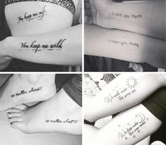 four different tattoos with words on them