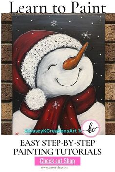 an easy step by step painting lesson for kids to learn how to paint snowmen