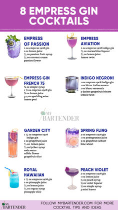 Empress Gin Cocktails Cute Birthday Cocktails, Indigo Gin Recipes, Easy Gin Cocktails Recipes, Malfy Gin Cocktails, Pisces Cocktail, Indigo Gin Cocktails, Gin Cocktails Easy, Pea Flower Cocktail, Butterfly Pea Flower Cocktail