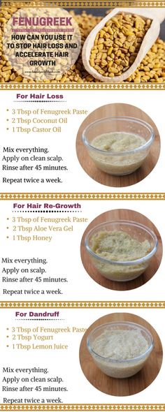 The 3 Top Benefits of Fenugreek For Your Hair Fenugreek For Hair, Accelerate Hair Growth, Loss Hair, Hair Remedies For Growth, Hair Thinning, Homemade Hair Products, Diy Hair Care, For Hair Growth, Hair Remedies