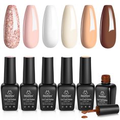 PRICES MAY VARY. What You Get: 6 x Mini Gel Polish Colors (7.5ml each bottle). Beetles well-selected 6 gorgeous shades of the most iconic and trendsetting all-new colors, pink, gltiter, milky white and brown, suitable for any holiday, special event and daily routine life! You could enjoy a Safer, Healthier and Affordable Home Nail Experience with Families and Friends, Saving Time and Money. Personal Style: pink and brown is a year-round popular color! It signifies confidence and elegance during Easy Diy Nail Art, Fall Wedding Nails, Led Lamp Diy, Nail Art Diy Easy, Easy Manicure, Lamp Diy, Glitter Gel Polish, Nail Art Salon, Gel Mani