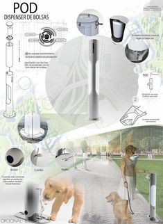 an advertisement for the pod dispensing device, with images of dogs and people