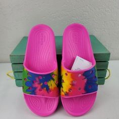 Size: 6 Women's Condition: New With Tags Style: 206520-6rw Shipping: All Orders Are Processed And Shipped Within 1 Business Day, Monday Friday. Pink Round Toe Slides For Summer, Pink Flat Heel Slides For Summer, Multicolor Synthetic Round Toe Slides, Multicolor Cushioned Slides For Spring, Multicolor Synthetic Slides For Summer, Casual Multicolor Flat Heel Flip Flops, Multicolor Casual Flip Flops With Flat Heel, Casual Multicolor Flat-heeled Flip Flops, Casual Multicolor Flip Flops With Flat Heel