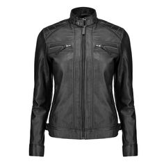 ✔Outer Shell: Real Leather - Inner Shell: Quilted Lining - Shoulders: Decorative Diamond Design - Sleeves: Cuffs Style - Outer Pockets: Two Hand & Two Chest Pockets - Inside Pockets: One Mobile Pocket. ✔This Leather Biker Jacket Women is a primary choice! For Biker Lovers, this eye-catchy design will let you stand out from the crowd. It features a Sturdy YKK Zip Closure with Stand Collar and two side Zip Pockets. ✔This Leather Motorcycle Jacket Women is show-stopper in our collection. Choose fro Fitted Biker Jacket With Stand Collar For Winter, Fitted Long Sleeve Biker Jacket For Outdoor, Fitted Leather Jacket For Urban Adventures, Fall Biker Leather Jacket With Stand Collar, Biker Leather Jacket With Stand Collar For Fall, Winter Biker Jacket With Stand Collar, Casual Fitted Leather Jacket For Motorcycling, Fitted Moto Outerwear For Urban Adventures, Fall Outdoor Cafe Racer Biker Jacket