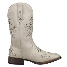 Get the best boots in town! These Kennedy Cowboy Boots are great for a casual day! Size: 10.  Color: White.  Gender: female.  Age Group: adult. Womens Square Toe Boots, Camel Boots, Boots Mid Calf, Best Boots, Glitter Boots, Slouchy Boots, Off White Shoes, Gogo Boots, Square Toe Boots