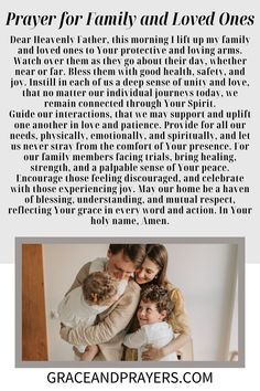 an image with the words prayer for family and loved ones