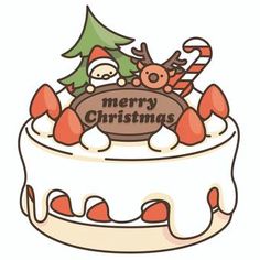 a cartoon christmas cake with santa claus on top