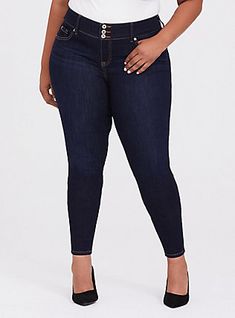 Plus Size Jegging - Super Soft Dark Wash, BESPOKE New Street Style, Jeans High Waisted, Active Outfits, Jean Top, Sweaters Online, Softest Sweater, Trendy Plus Size, To Sleep, Colored Jeans