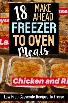 Make Ahead Freezer To Oven Meals - 18 low prep casserole freezer meal recipes for an easy low mess dinner. These precooked freezer meal casseroles are simple potluck main dishes too! Make Ahead Single Serving Freezer Meals, Seafood Freezer Meals, Make Ahead Casseroles To Freeze, Freezer To Oven Meals, Easy Freezer Meals Recipes, Simple Sunday Dinner Meals, Casseroles To Freeze, Meal Casseroles, Frozen Casserole Recipes