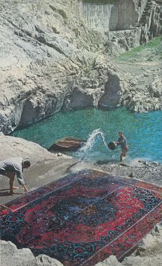 Rug Washers in Tehran, Iran, 1960 Tehran Iran, Persian Culture, Iranian Art, Magic Carpet, Tehran, Foodie Travel, Persian Carpet, North Africa, Armenia