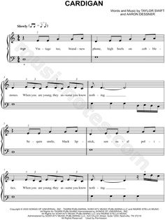 the sheet music page for cardigan