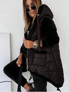 Sleeveless Puffer Outerwear For Winter, Hooded Vest Outerwear For Cold Weather, Hooded Puffer Vest For Fall, Hooded Outdoor Vest For Spring, Sleeveless Puffer Jacket For Fall, Casual Hooded Vest Outerwear, Casual Green Vest Outerwear, Trendy Green Vest Outerwear, Sleeveless Green Outerwear For Fall