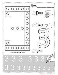 a worksheet with numbers and letters for children to practice their writing skills on the number