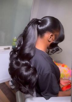 Hairstyles Straight Hair, Hairstyles Black Hair, Weave Ponytail Hairstyles, Hairstyles Straight, Black Ponytail Hairstyles, Quick Braided Hairstyles