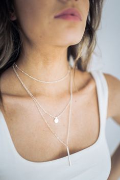 Dainty Chain Multi Layer Necklace Shortest Layer is 14" long + extender Triple Layer Necklace, Short Layers, Girls Art, Multi Layer Necklace, Layer Necklace, Dainty Chain, Bar Pendant, Silver Bars, Multi Layering