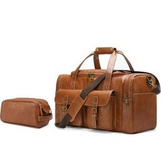 Elevate your travel organization with our premium PU Leather Travel Set. This set includes a spacious Duffle Bag with a separate shoe compartment, a convenient Toiletry Dopp Kit with dual zipper closure, and a waterproof Drawstring Dirty Laundry Bag. Stay organized and stylish on your journeys with this high-quality faux leather travel kit. Size: one size.  Color: Brown.  Gender: male.  Age Group: adult. Duffle Bag Men, Mens Duffle Bag, Leather Duffel Bag, Leather Duffel, Dopp Kit, Travel Kits, Travel Organization, Duffel Bag, Toiletry Bag