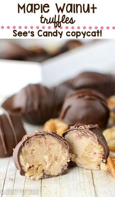 several chocolates and nuts on a table