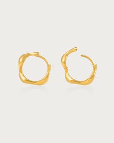 Gold Wave Hoop Earrings | En Route Jewelry Minimalist Gold-plated Hoop Earrings, Tarnish Resistant Metal Huggie Earrings, 14k Yellow Gold Plated Hoop Earrings, Minimalist Plated Hoop Earrings, Gold-tone Gold-plated Pierced Huggie Earrings, Gold-tone Tarnish-resistant Small Hoop Huggie Earrings, Gold-tone Gold Plated Pierced Huggie Earrings, Gold-tone Huggie Hoop Earring, Gold-tone Tarnish Resistant Small Hoop Huggie Earrings