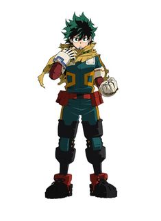 an anime character with black hair and green eyes, standing in front of a white background