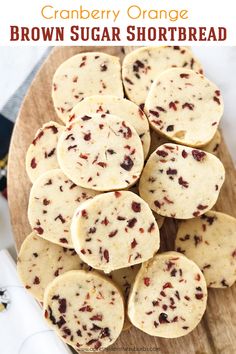 cranberry orange slice and bake shortbreads on a wooden platter