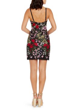 Stunning floral embroidery splashes playful color onto this bold minidress that's always ready for the party. Back zip closure Square neck Adjustable straps Stretch lining 95% polyester, 5% spandex Machine wash, dry flat Imported Dress The Population, Square Neck, Floral Embroidery, Top Brands, Dress Shop, Little Black Dress, Nordstrom, Mini Dress, Luxury Fashion