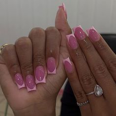 Pink French Nails, Easy Nails, Unique Acrylic Nails, Short Acrylic Nails Designs, Pink Acrylic Nails