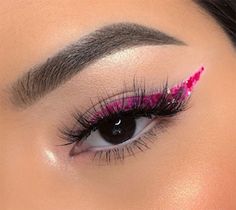 Hot Pink Make Up Looks, Hoco Makeup Pink Dress, Pink Eyeliner Makeup Looks, Makeup For Neon Pink Dress, Prom Makeup For Brown Eyes Hot Pink Dress, Prom Makeup Hot Pink Dress, Prom Makeup For Hot Pink Dress, Hot Pink Hoco Makeup, Hot Pink Eye Makeup Looks