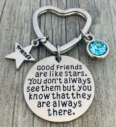 Personalized Best Friends Birthstone Charm Keychain- Custom Good Friends are Like Stars Key chain- Friend Jewelry for Women- Perfect Gift for Her - Infinity Collection Cute Best Friend Gifts, Bff Keychain, Birthstone Keychain, Friends Are Like Stars, Good Friends Are Like Stars, Inexpensive Jewelry, Cute Gifts For Friends, Friend Jewelry, Heart Keyring