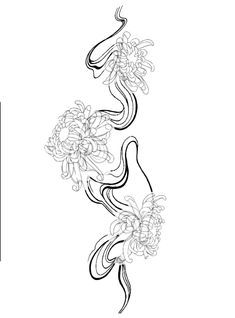 a drawing of flowers on a white background with the letter d in black and white