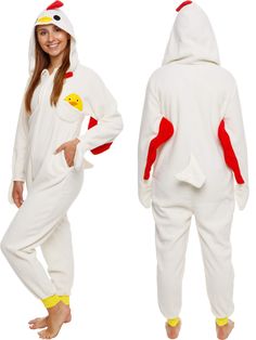 PRICES MAY VARY. SLIM FIT DESIGN - Each jumpsuit set is cut to fit close to the body for a sleek silhouette that lets you move around with ease. Perfect for everything from lounging around at home to bar crawls and music festivals! BRING OUT YOUR WILD SIDE - From lovingly stitched face details on the hood, to tails and beyond, these chicken animal onesies feature eyes, beak, and wing details for full effect. The removable baby chick helps complete the look, and sits comfortably in the chest pock Animal Halloween Costume, Chicken Animal, Chicken Costume, Animal Onesies, Chicken Costumes, Animal Halloween Costumes, Skeleton Halloween Costume, Face Details, Onesie Costumes