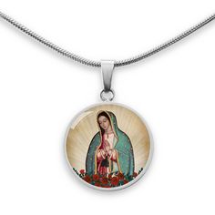 Our Lady of Guadalupe Pendant Necklace Spiritual Our Lady Of Guadalupe Jewelry Gift, Spiritual Jewelry: Our Lady Of Guadalupe Round Pendant, Our Lady Of Guadalupe Round Pendant As Gift, Our Lady Of Guadalupe, Lady Of Guadalupe, Glass Dome, Glass Domes, Gold Pendant Necklace, Couture Collection