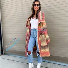 Celine Multi Color Cardigan | TheBrownEyedGirl Boutique Ship Fabric, Winter Kimono, Stop Shopping, Kimono Duster, Crochet Fabric, Duster Cardigan, Basic Tee, Cozy Sweaters, Long Sweaters