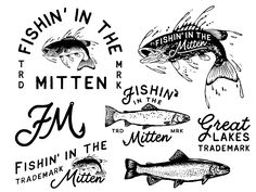 fishin'in the mitten and muffins are featured on this black and white poster