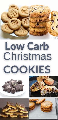 low carb christmas cookies collage with text overlay that reads low carb christmas cookies