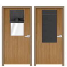 an open door with a tissue dispenser on the side and a black towel hanging from it