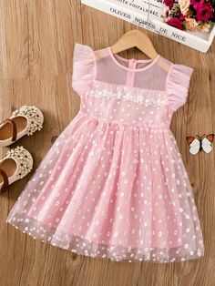 Floral Mesh Dress, Baby Party Dress