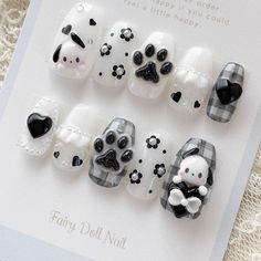 not mine Puppy Nail Art, Pochacco Nail Art, Puppy Nails Designs, Puppy Nails, Animal Nail Designs