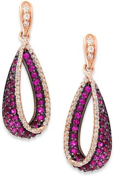 Amoré by EFFY Ruby (1-1/10 ct. t.w.) and #Diamond (1/4 ct. t.w.) #Earrings in 14k Rose Gold Emerald Rings, Ruby Earrings, Ruby Jewelry, Ruby Diamond, Gorgeous Jewelry, Rose Gold Earrings, Amazing Jewelry, Beautiful Earrings, Fashion Earrings