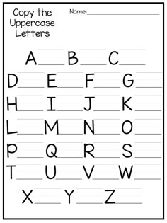 an uppercase letter worksheet for kids to practice their handwriting and writing skills