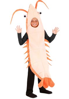 PRICES MAY VARY. Under the Sea Sensation: Dive into oceans of fun with this adorable Shrimp Costume Kids, perfect for animal-themed parties and Halloween! High-Quality Construction: Crafted from 100% polyester foam-backed velour fabric for a comfortable and durable fit that will last through all your aquatic adventures. Easy-Breezy Costume Changes: The hooded tunic features convenient hook and loop fasteners at the center back for quick dressing up and removal. Whimsical Details: The top of the Shrimp Costume, Sea Creature Costume, Fun Costumes, Hooded Tunic, Animal Costumes, Unique Costumes, Toddler Costumes, Fantasias Halloween, Velour Fabric