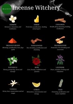 Herb Meanings Witchcraft, Incense Correspondence, Incense Meaning Spiritual, Witchcraft Incense, Incense Meaning, Incense Witchcraft, Herb Meanings, Green Witchcraft, Wiccan Magic