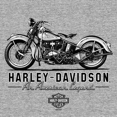 an american legend harley davidson t - shirt with the image of a motorcycle on it