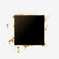 a black square frame with gold splatters on the edges and bottom, in front of a white background