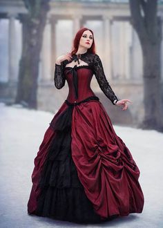 Red Black Gothic Long Prom Dress D1008 - D-RoseBlooming Prom Dress Red And Black, Victorian Gothic Wedding, Goth Prom Dress, Gothic Prom, Gothic Prom Dress, Black Wedding Dress Gothic, Gothic Gowns, Prom Dress Red, Victorian Wedding Dress