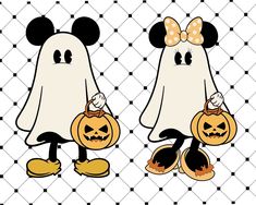 mickey and minnie mouse in halloween costumes