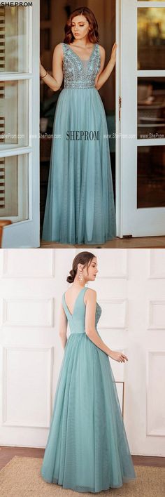 Dusty Blue Aline Tulle Vneck Long Bridesmaid Dress With Beading Ref.EP00888DB at SheProm. SheProm.com is an online store with thousands of dresses, range from Prom,Formal,Bridesmaid,Blue,Green,A Line Dresses,Long Dresses and so on. Not only selling #BridesmaidDresses more and more trendy dress styles will be updated daily to our store. All instock with stable shipping. Shop now to get 10% off! Bridesmaid Blue, Line Dresses, Long Bridesmaid Dress, Trendy Dress, Green A, A Line Dresses, Prom Formal