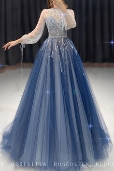 Ballet Prom Dress, Alice In Wonderland Prom Dress, Winter Ball Gowns, Prom Dresses For Hijabis, Hijabi Prom Dress, Ball Gowns Fantasy, Baju Kahwin, Royalty Dress, Blue Ball Gowns